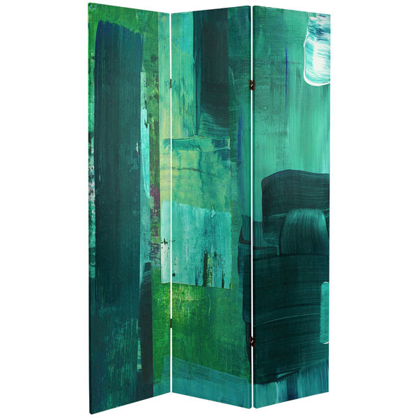 Tall Double Sided Undersea Green and Blue Canvas Room Divider, image 1