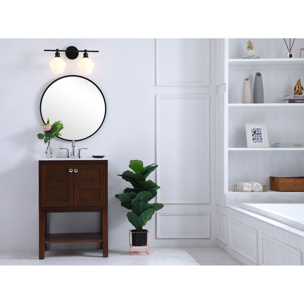 Gene Black Two-Light Bath Vanity with Frosted White Glass, image 2