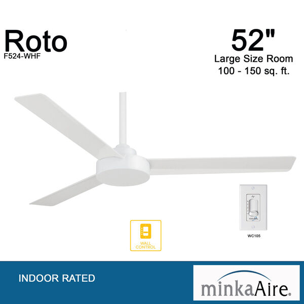 Roto Flat White 52-Inch Ceiling Fan, image 6