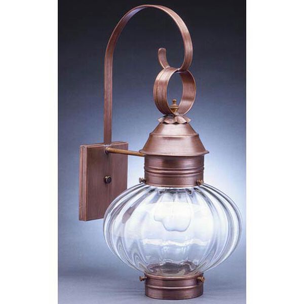 Onion Antique Copper One-Light Outdoor Wall Light with Optic Glass, image 1