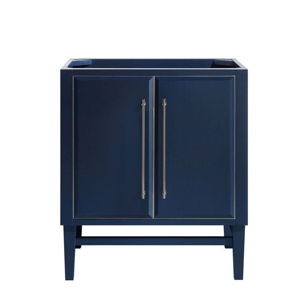 Navy Blue 30-Inch Bath vanity Cabinet with Silver Trim, image 1