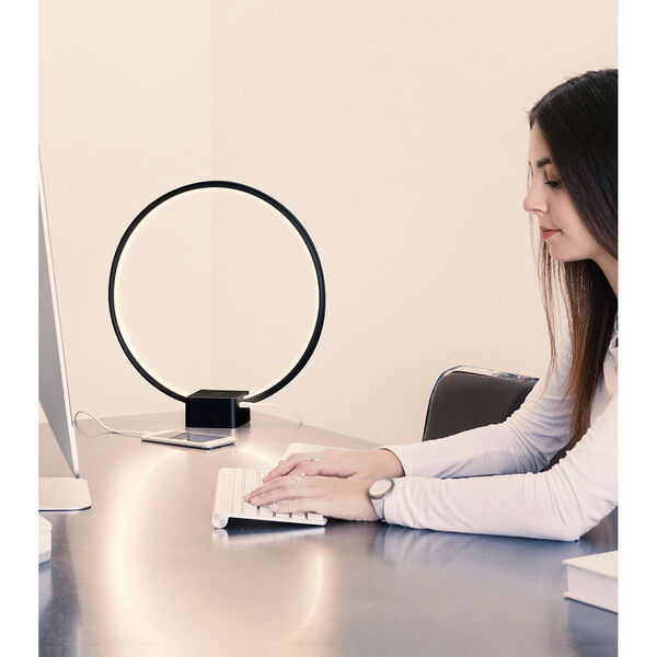 Circle Black Integrated LED Table Lamp, image 3