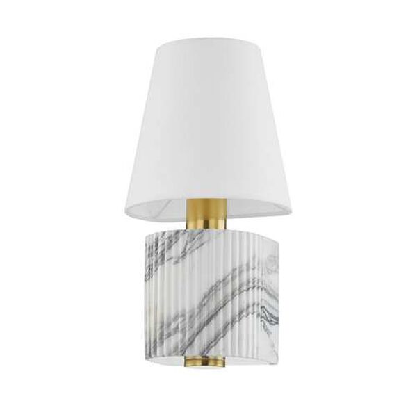 Aden Vintage Brass and White One-Light Wall Sconce, image 1