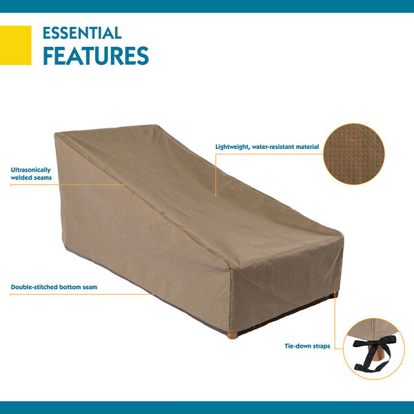 Essential Latte 66 In. Patio Chaise Lounge Cover, image 4