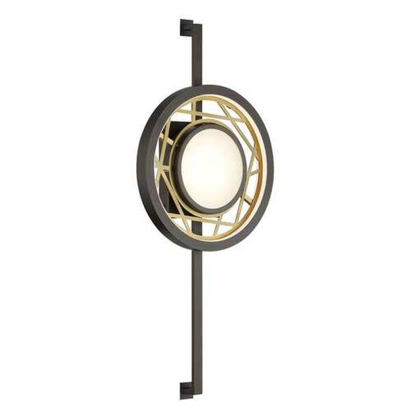 Tribeca Smoked Iron and Soft Brass 12-Inch LED Wall Sconce, image 1