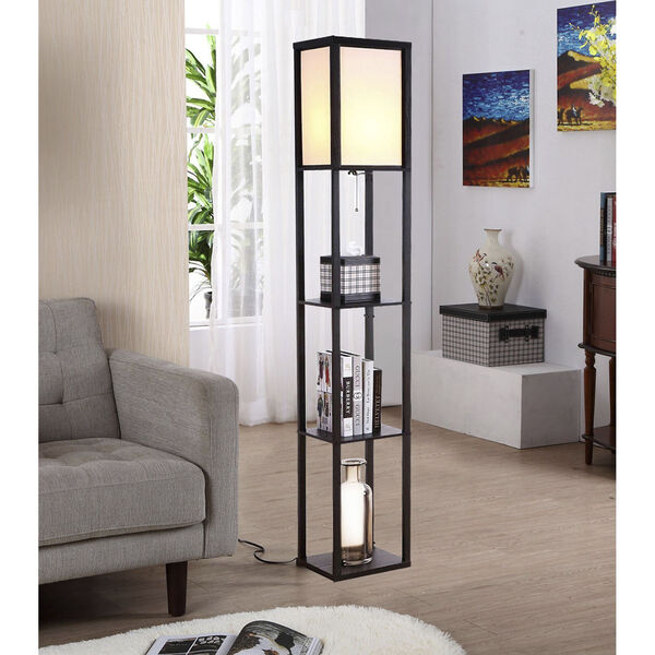 Maxwell Black LED Floor Lamp with Shelf, image 4