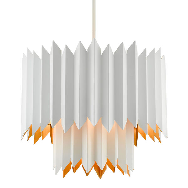 Syrie Sugar White and Gold Five-Light Chandelier, image 1