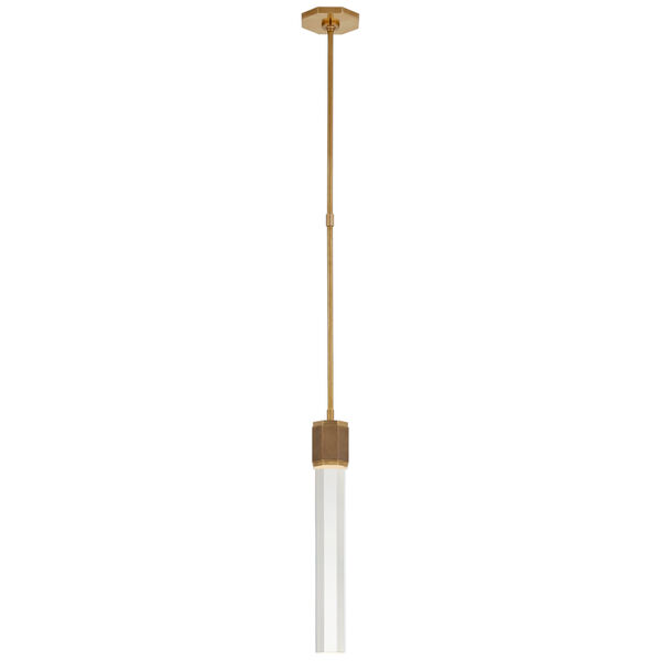 Fascio Single Pendant in Hand-Rubbed Antique Brass with Crystal by Lauren Rottet, image 1
