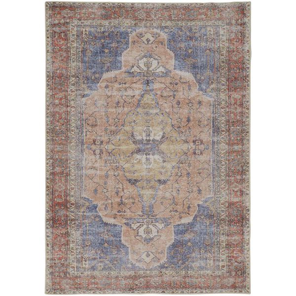 Percy Red Tan Blue Area Rug, image 1