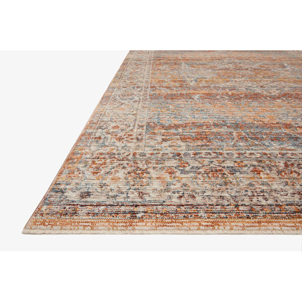 Lourdes Tangerine and Ocean Rectangle: 5 Ft. 3 In. x 7 Ft. 9 In. Rug, image 2
