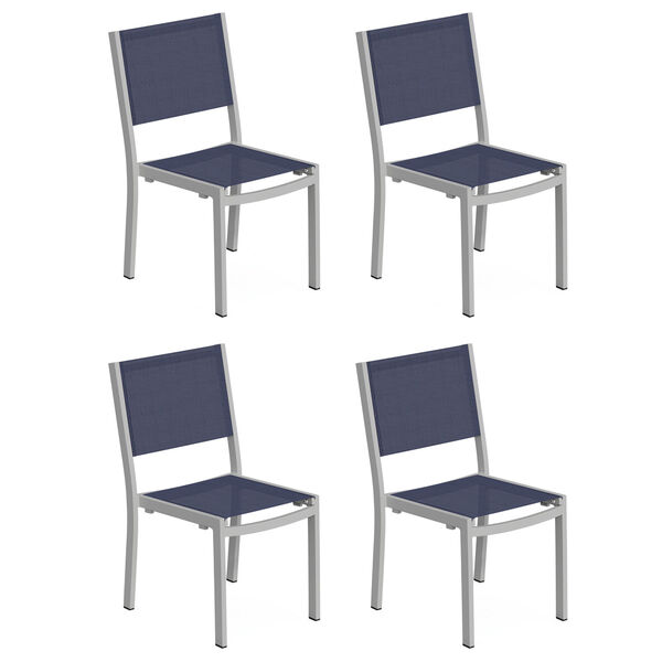 Travira Flint Ink Pen Outdoor Sling Side Chair, Set of Four, image 1