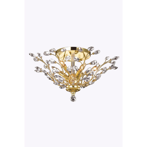 Orchid Gold 27-Inch Six-Light Flush Mount with Clear Elegant Cut Crystal, image 1