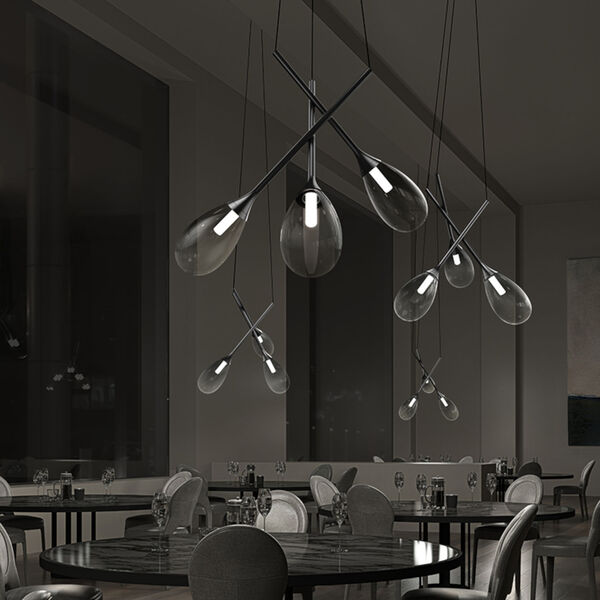 Parisone Satin Black 26-Inch Three-Light LED Pendant with Smoke Glass, image 2
