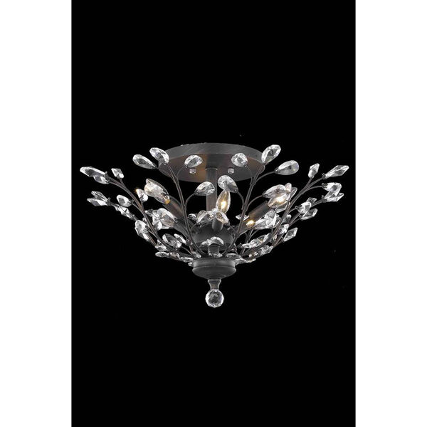 Orchid Dark Bronze Flush Mount with Royal Cut Crystal, image 1