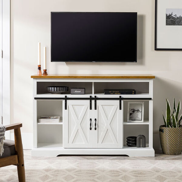 Solid White and Barnwood TV Stand, image 7