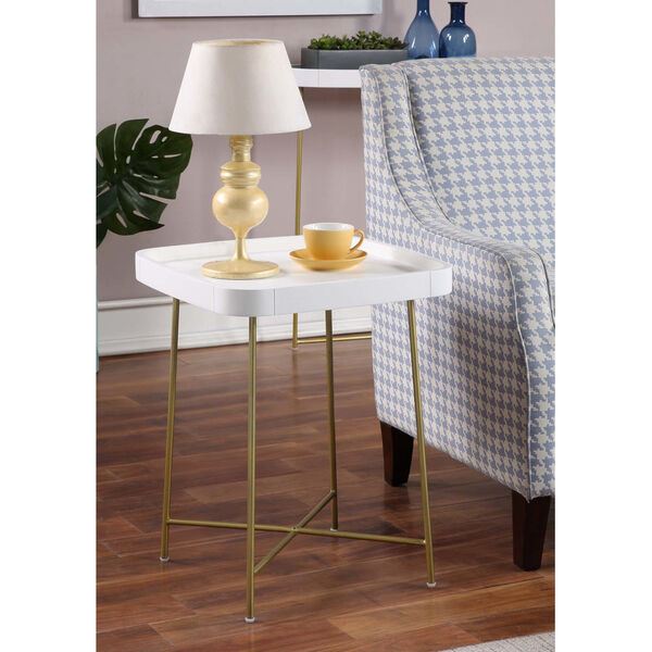 Lunar White and Gold End Table, image 3