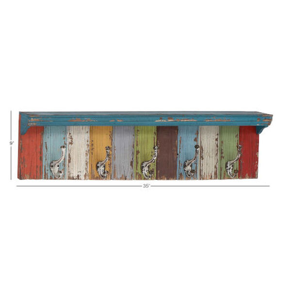 Multicolor Wood Wall Hook with Shelf, image 3