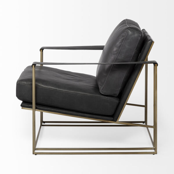 Watson Black and Gold Leather Wrapped Arm Chair, image 4