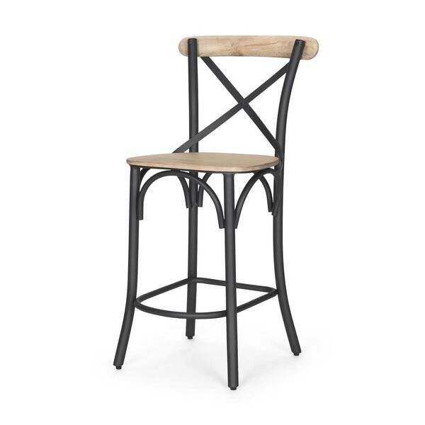 Etienne Light Brown Wood With Iron Metal Counter Stool, image 1