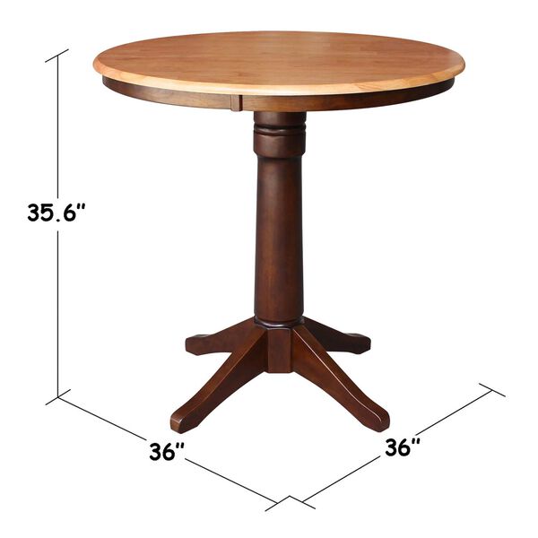 Cinnamon and Espresso Round Pedestal Base Counter Height Table, image 4
