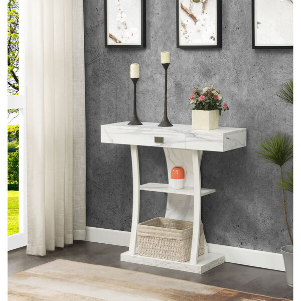Newport Harri White One Drawer Console Table with Shelves, image 1