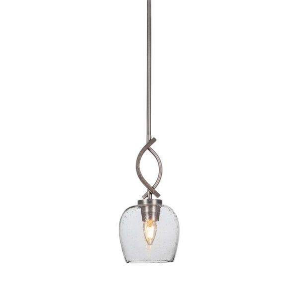 Monterey Graphite Brown One-Light Mini Pendant with Clear Bubble Glass, image 1
