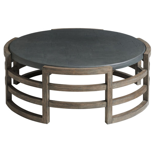 La Jolla Taupe, Gray and Patina upholstered Round Cocktail Table, image 1