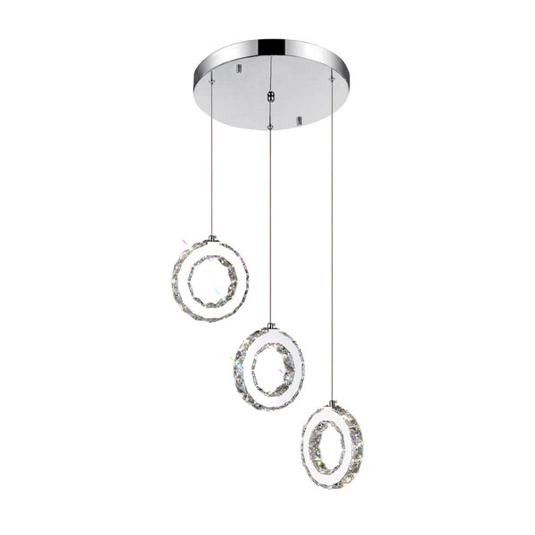 Ring Chrome 18-Light LED 16-Inch Pendant with K9 Clear Crystal, image 1