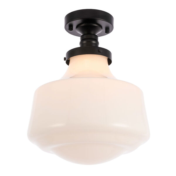 Lyle Black 11-Inch One-Light Flush Mount with Frosted White Glass, image 4