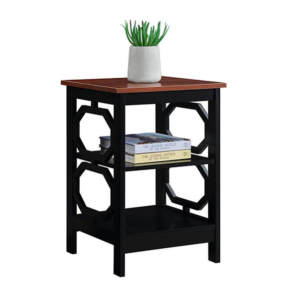 Omega Cherry Top End Table with Black Frame, image 5
