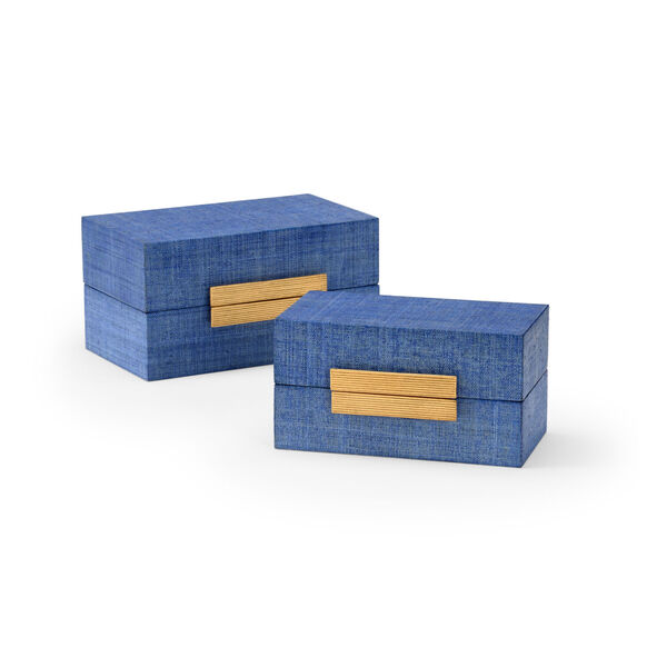 Raffia Blue and Gold Decorative Box, image 1