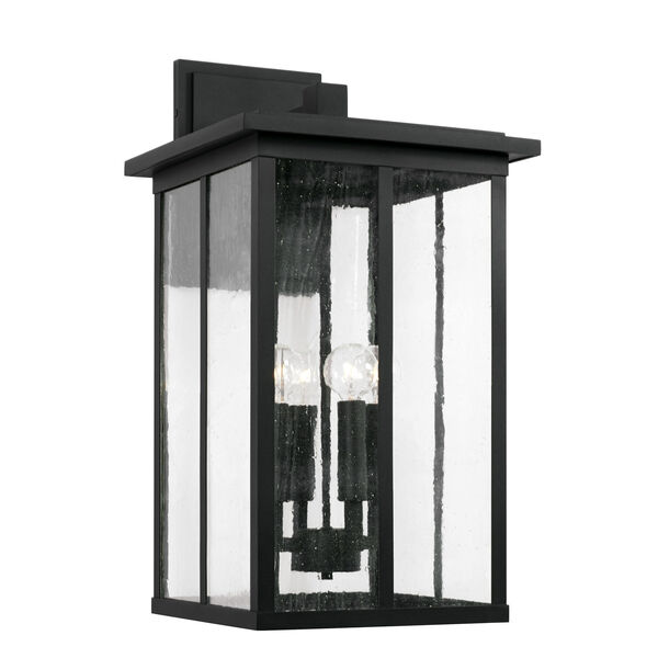 Barrett Black Four-Light Outdoor Wall Lantern with Antiqued Glass, image 1