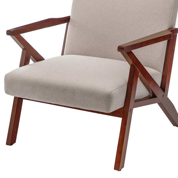 Take A Seat Sandy Beige Fabric Espresso Cliff Accent Chair, image 6