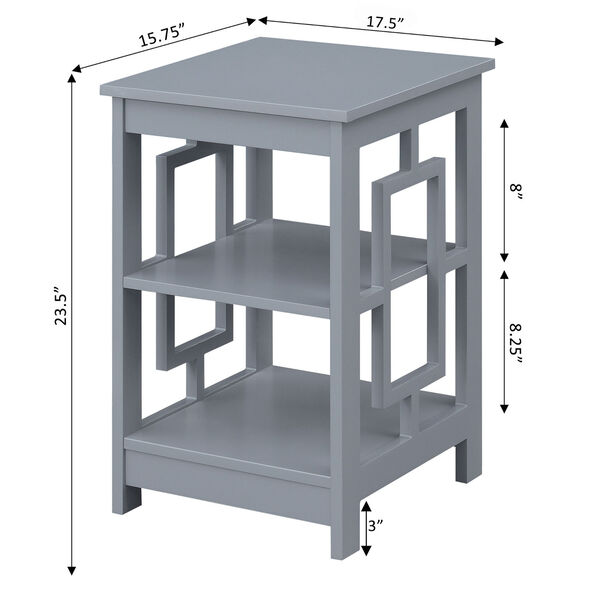 Town Square Gray End Table with Shelves, image 6
