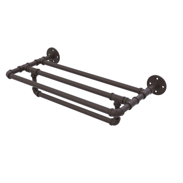 Pipeline Oil Rubbed Bronze 18-Inch Wall Mounted Towel Shelf with Towel Bar, image 1