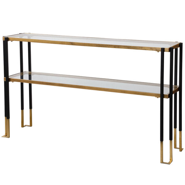 Kentmore Black and Brushed Gold 54-Inch Console Table, image 5