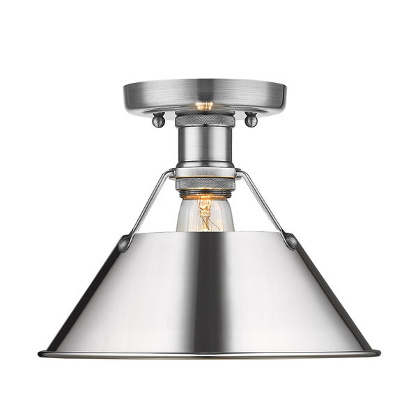 Orwell Pewter 10-Inch One-Light Flush Mount with Chrome Shade, image 1