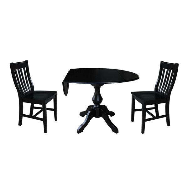 Black 30-Inch High Round Top Pedestal Table with Chairs, 3-Piece, image 4
