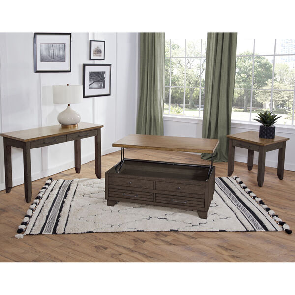 Bear Creek Rustic brown and grey with light warm brown tops End Table, image 3