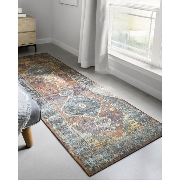 Skye Rust and Blue 5 Ft. x 7 Ft. 6 In. Power Loomed Rug, image 6