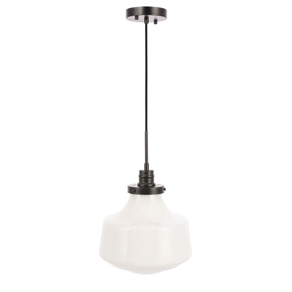 Lyle Black 11-Inch One-Light Pendant with Frosted White Glass, image 3