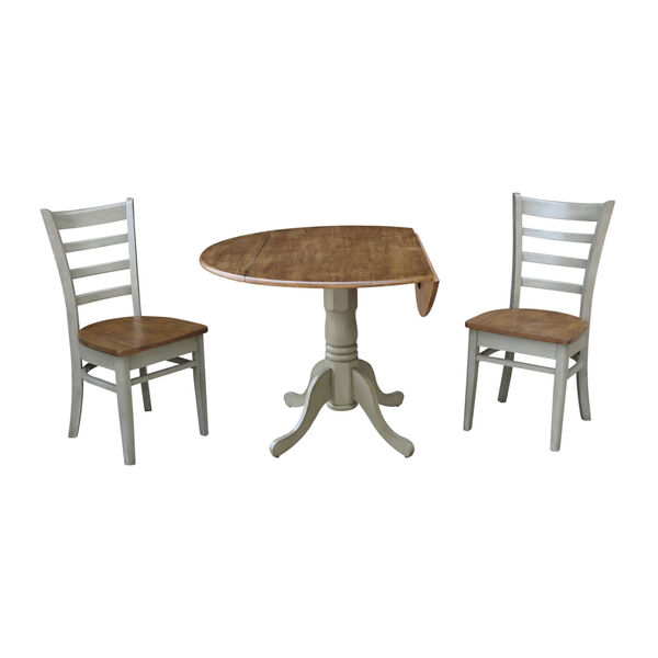Emily Hickory and Stone 42-Inch Dual Drop leaf Table with Side Chairs, Three-Piece, image 5