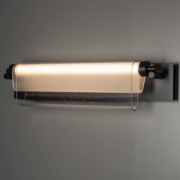 Draped Glass Black Integrated LED Wall Sconce with Seeded Glass, image 4