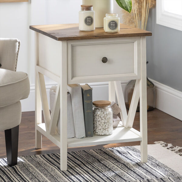 Natalee Barnwood and White One Drawer Side Table, image 1