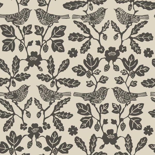 Sparrow and Oak Linen and Charcoal Peel and Stick Wallpaper, image 2
