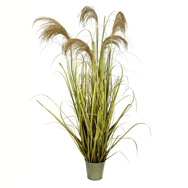 Green 55-Inch Reeds Grass with Iron Pot, image 1