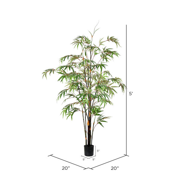 Green 60-Inch Japanese Bamboo Tree with Black Pot, image 2
