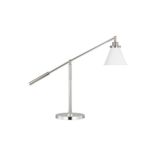 Wellfleet Matte White and Silver 30-Inch One-Light Desk Lamp, image 1