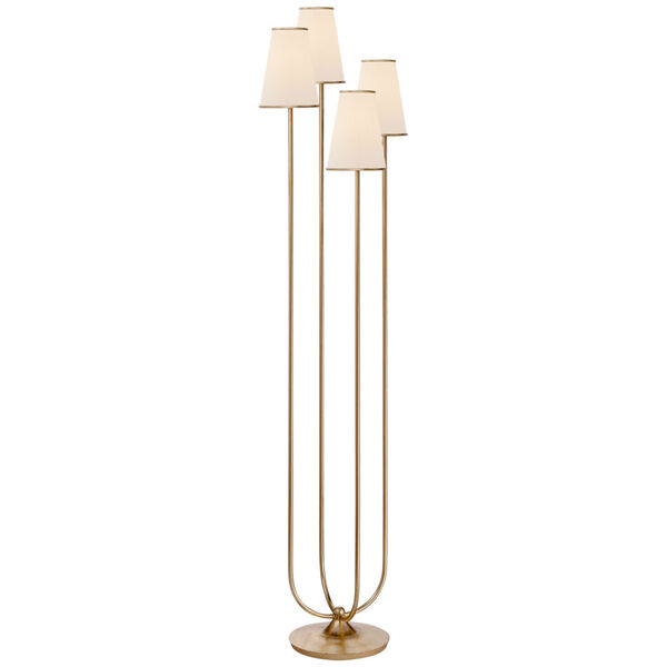 Montreuil Floor Lamp in Gild with Linen Shades by AERIN, image 1