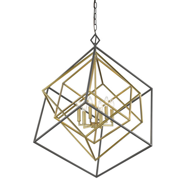 Euclid Olde Brass and Bronze Six-Light Chandelier, image 2